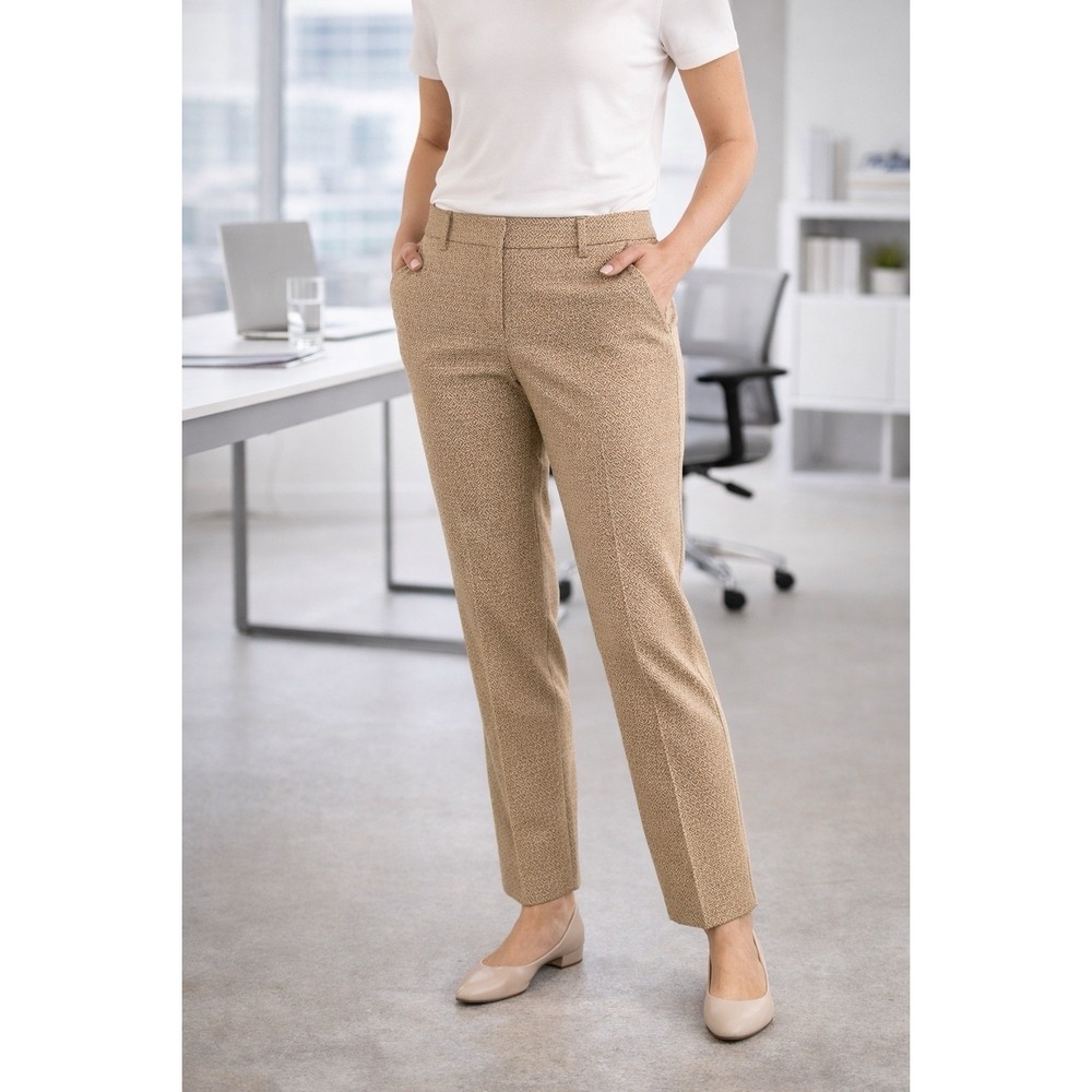 Adrienne Vittadini Women's Geometric Dress Pants Size 10 Brown‎ Tan Office